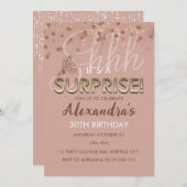 バラ金ゴールドサプライズ誕生日女性60位、70位、80位 招待状 (正面/裏面)