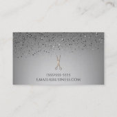 バラ金ゴールドサロンスタイリストシザーズグレーグリッター 名刺 (裏面)