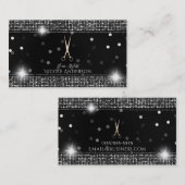 バラ金ゴールドサロンスタイリストシザーズシルバーセクイン 名刺 (正面/裏面)