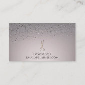 バラ金ゴールドサロンスタイリストシザーズピンクグレーグリッター 名刺 (裏面)