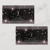 バラ金ゴールドサロンスタイリストシザーズピンクセクイン 名刺 (正面/裏面)