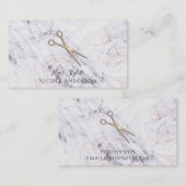 バラ金ゴールドサロン美容師はさみ&大理石 名刺 (正面/裏面)