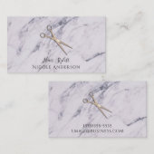 バラ金ゴールドサロン美容師シザーズグレーマーブル 名刺 (正面/裏面)