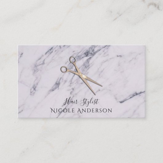 バラ金ゴールドサロン美容師シザーズグレーマーブル 名刺 (正面)