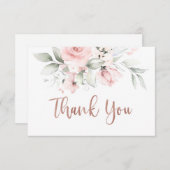 バラ金ゴールドサンキューカード、赤面ピンク ノートカード (正面/裏面)