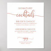 バラ金ゴールドシグネチャーカクテル結婚のサイン ポスター (正面)