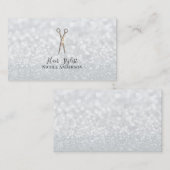 バラ金ゴールドシザーズホワイトグリッターシック美容師 名刺 (正面/裏面)