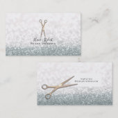 バラ金ゴールドシザーズホワイトグリッター美容師 名刺 (正面/裏面)