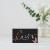 バラ金ゴールドシザーハンドヘアスタイリストタイポグラフィヘア 名刺 (スタンド正面)