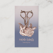 バラ金ゴールドシザーパープル美容師サロン 名刺 (正面)