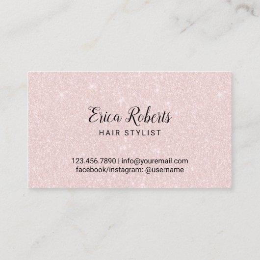 バラ金ゴールドシザーピンクグリッター美容師サロン 名刺 (裏面)