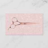 バラ金ゴールドシザーピンクグリッター美容師サロン 名刺 (正面)