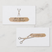 バラ金ゴールドシザーピーチグリッターシック美容師 名刺 (正面/裏面)