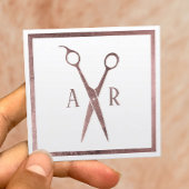 バラ金ゴールドシザーロゴミニマル美容師 スクエア名刺