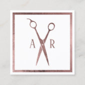 バラ金ゴールドシザーロゴミニマル美容師 スクエア名刺 (正面)