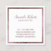 バラ金ゴールドシザーロゴミニマル美容師 スクエア名刺 (裏面)