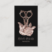 バラ金ゴールドシザー&フラワーズ美容師サロン 名刺 (正面)