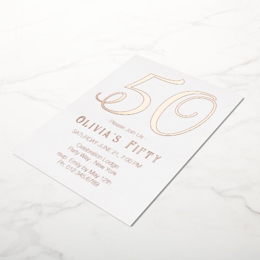 バラ金ゴールドシック50thバースデーパーティーフォイル招待状 箔招待状 (回転した状態)