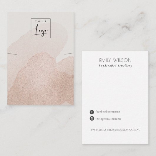 バラ金ゴールドシャイニーストークスネックレスバンドのロゴ表示 名刺 (正面/裏面)