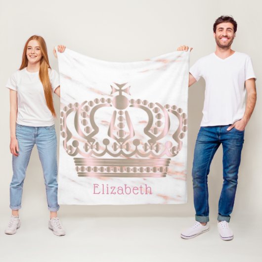 バラ金ゴールドシャイニープリンセスクラウンモノグラム フリースブランケット (インサイチュ)