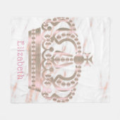 バラ金ゴールドシャイニープリンセスクラウンモノグラム フリースブランケット (正面(横))