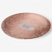 バラ金ゴールドシャビーシックなダマスクウェディング ペーパープレート (アングル)