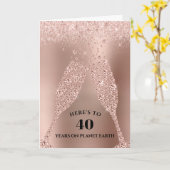 バラ金ゴールドシャンパントースト40th誕生日 カード (黄色い花)