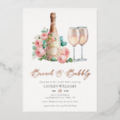 バラ金ゴールドシャンパンブランチ&バブリーブライダルシャワー 箔招待状 (正面)