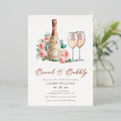 バラ金ゴールドシャンパンブランチ&バブリーブライダルシャワー 箔招待状 (立ち正面)