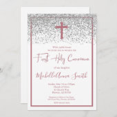 バラ金ゴールドシルバーガールファーストホリーコミュニオン 招待状 (正面/裏面)