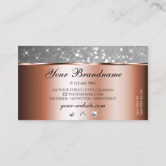 バラ金ゴールドシルバーグリッタースターズダイアモンズファンシーシック 名刺 (裏面)