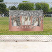 バラ金ゴールドシルバーグリッタードリップス写真16誕生日 横断幕 (インサイチュ)