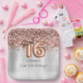 バラ金ゴールドシルバースウィート16thバースデーパーティー ペーパープレート (パーティー)