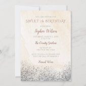 バラ金ゴールドシルバースパークルドレススウィート16誕生日 招待状 (裏面)