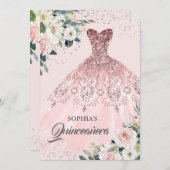 バラ金ゴールドシルバーダイヤモンドガウンフローラキンセアニェラ 招待状 (正面/裏面)