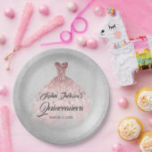 バラ金ゴールドシルバーダイヤモンドスパークルガウンキンセアニェラ ペーパープレート (パーティー)