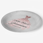 バラ金ゴールドシルバーダイヤモンドスパークルガウンキンセアニェラ ペーパープレート (アングル)