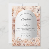 バラ金ゴールドシルバーバラフローラアーチ優雅な結婚式 招待状 (正面)