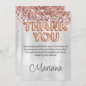 バラ金ゴールドシルバーバースデーパーティーサンキューカード 招待状 (正面/裏面)