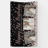 バラ金ゴールドシルバーフォトコラージュ21歳の誕生日 横断幕 (縦)