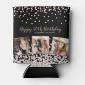 バラ金ゴールドシルバーフォトコラージュ50誕生日 缶クーラー (正面)