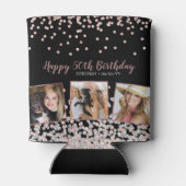 バラ金ゴールドシルバーフォトコラージュ50誕生日 缶クーラー (裏面)