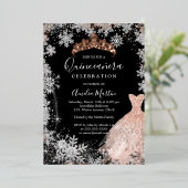 バラ金ゴールドシルバーブラックスノーフレークキンセアニェラ 箔招待状 (立ち正面)