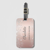 バラ金ゴールドシルバーモノグラム名文字 ラゲッジタグ (正面縦)