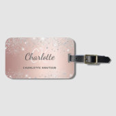 バラ金ゴールドシルバーモノグラム名文字 ラゲッジタグ (正面横)