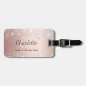 バラ金ゴールドシルバーモノグラム名文字 ラゲッジタグ (正面横)