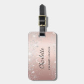 バラ金ゴールドシルバーモノグラム名文字 ラゲッジタグ (正面縦)