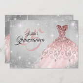 バラ金ゴールドシルバーレースダイヤモンドガウンキンセアニェラ 招待状 (正面/裏面)