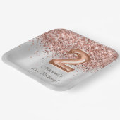 バラ金ゴールドシルバー第2誕生日パーティー ペーパープレート (傾斜あり)