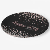 バラ金ゴールドシルバー紙吹雪50th誕生日パーティー ペーパープレート (アングル)